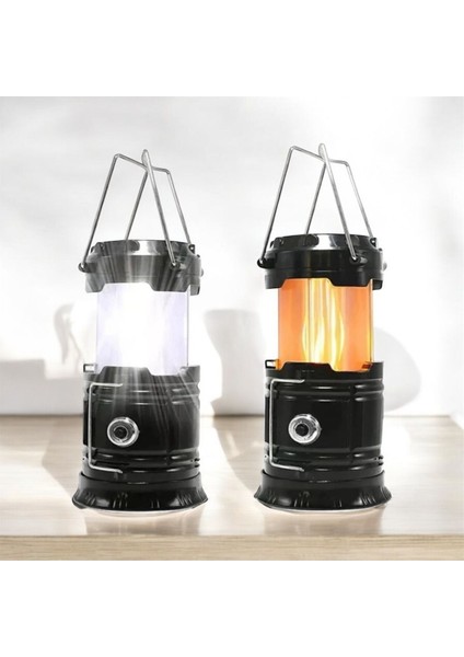 Solar Kamp Lambası ve LED Masa Lambası, Titreşimli Alev Efektiyle Işıklandırma