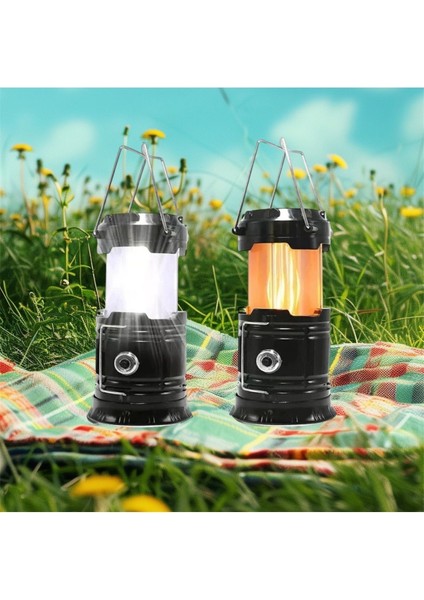 Solar Kamp Lambası ve LED Masa Lambası, Titreşimli Alev Efektiyle Işıklandırma