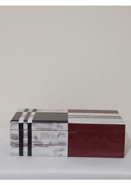 Renkli Ahşap Dokulu Takı ve Aksesuar Kutusu 28X12,5X9 cm