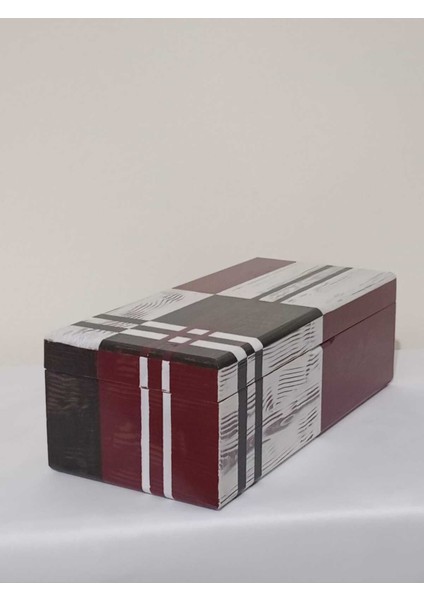 Renkli Ahşap Dokulu Takı ve Aksesuar Kutusu 28X12,5X9 cm fiyatları