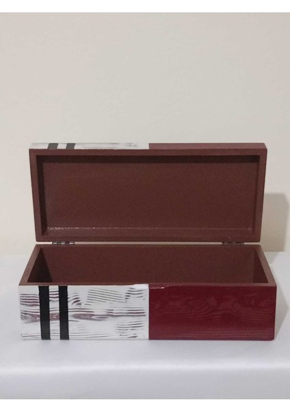 Renkli Ahşap Dokulu Takı ve Aksesuar Kutusu 28X12,5X9 cm modelleri
