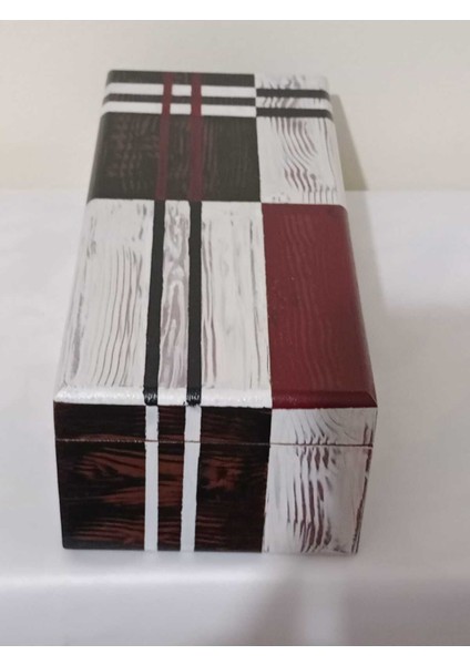 Renkli Ahşap Dokulu Takı ve Aksesuar Kutusu 28X12,5X9 cm fırsatları