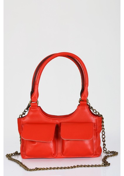 Kırmızı Cepli Omuz Çantası, Şık ve Kullanışlı Günlük Aksesuar. fiyatları