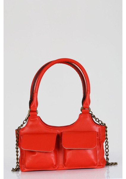 Kırmızı Cepli Omuz Çantası, Şık ve Kullanışlı Günlük Aksesuar. fırsatları