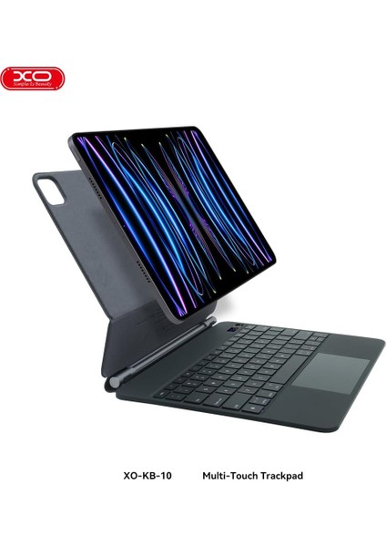 iPad Pro 12 ile Uyumlu (3-4-5-6 Nesil) / iPad Air 6 ile Uyumlu 13'' M2 Kablosuz Bluetooth Klavye 12.9, Touchpad’li, Dijital Ekranlı, Şarj Edilebilir, Türkçe Q, 64 Tuşlu, KB10, Siyah modelleri