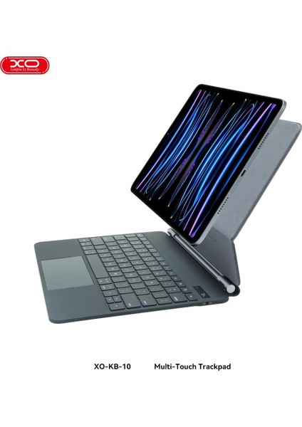 iPad Pro 12 ile Uyumlu (3-4-5-6 Nesil) / iPad Air 6 ile Uyumlu 13'' M2 Kablosuz Bluetooth Klavye 12.9, Touchpad’li, Dijital Ekranlı, Şarj Edilebilir, Türkçe Q, 64 Tuşlu, KB10, Siyah indirimleri