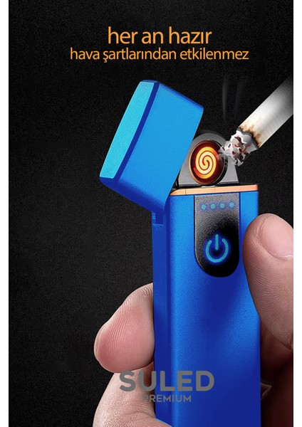 Şarjlı Çakmak USB Şarjlı Pro Serisi Mavi Kamp Çakmağı Rüzgardan Etkilenmez fiyatları