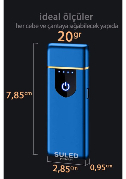 Şarjlı Çakmak USB Şarjlı Pro Serisi Mavi Kamp Çakmağı Rüzgardan Etkilenmez fırsatları