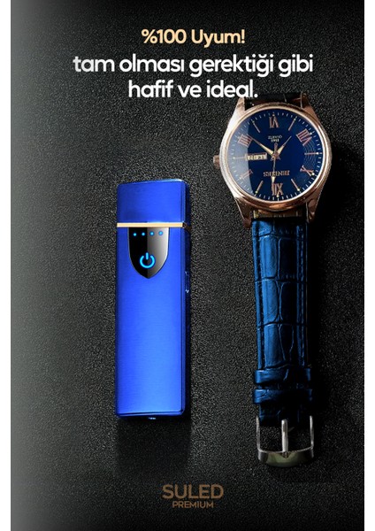 Şarjlı Çakmak USB Şarjlı Pro Serisi Mavi Kamp Çakmağı Rüzgardan Etkilenmez indirimleri