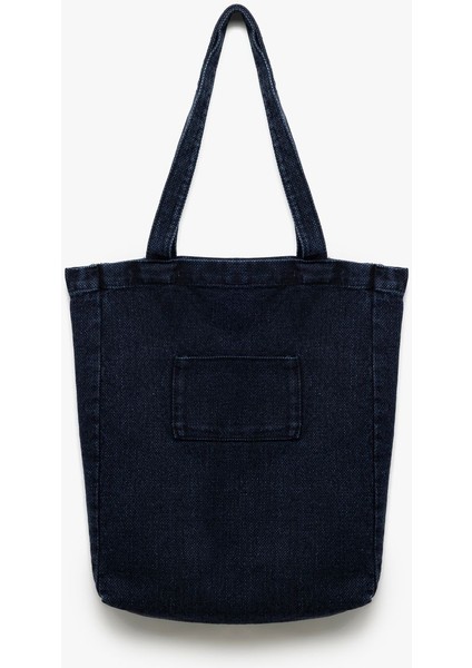 Lacivert Detaylı Saplı Denim Tote Çanta, Şık ve Kullanışlı Tasarım