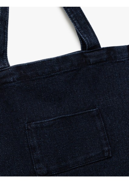Lacivert Detaylı Saplı Denim Tote Çanta, Şık ve Kullanışlı Tasarım modelleri