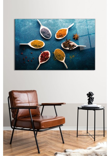 Gıda Sanatıyla Renkli Baharatlar Yatay Cam Tablo, Modern Ev Ofis Dekoru, Hediyelik Duvar Dekorasyonu fiyatları