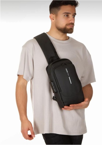 Siyah Şifreli Çapraz Omuz Tek Kol Sırt Çantası, Güvenli ve Şık Tasarım modelleri