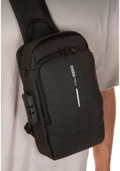 Siyah Şifreli Çapraz Omuz Tek Kol Sırt Çantası, Güvenli ve Şık Tasarım fırsatları