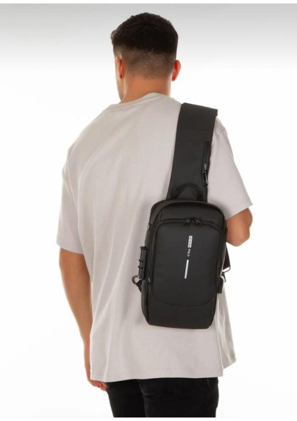 Siyah Şifreli Çapraz Omuz Tek Kol Sırt Çantası, Güvenli ve Şık Tasarım indirimleri