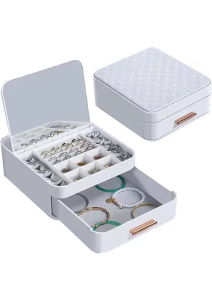 Beyaz Aynalı Takı Düzeni, Şık ve Pratik Saklama Çözümü