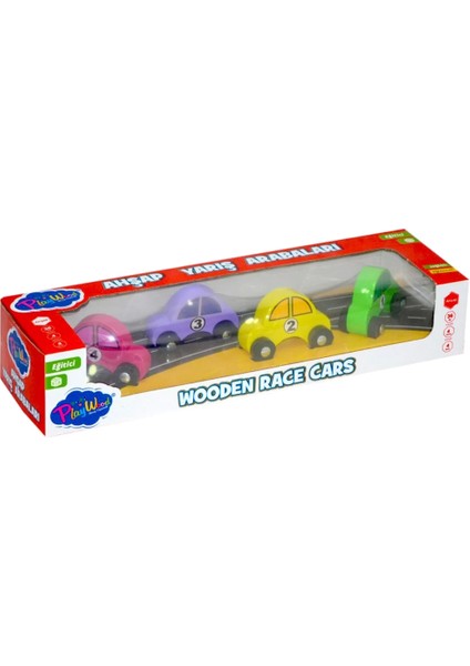 Bfs Playwood Ahşap Yarış Arabası 4'lü Paket