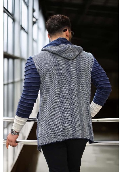 Kolları Desenli Panço Hırka - Indigo modelleri