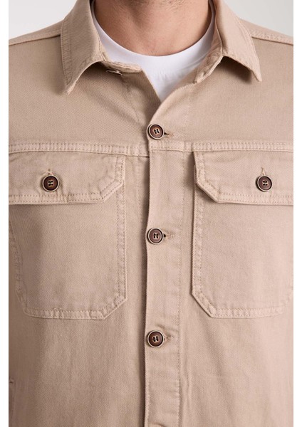 Brad Gabardin Kumaş Yan Cepli Erkek Kot Ceket - Kum Beji modelleri