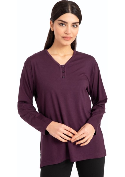 Kadın Orta Yaş ve Üzeri V Yaka Likralı Viskoz Anne Penye Bluz 140