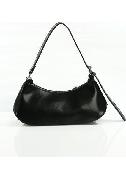 Siyah Kemer Tokası Detaylı Kapsüllü Baget Omuz Çantası modelleri