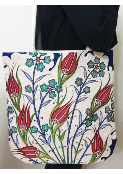 Renkli Goblen Dokuma Kumaş Heybe Çanta, Anadolu Desenli ve Şık Tasarım