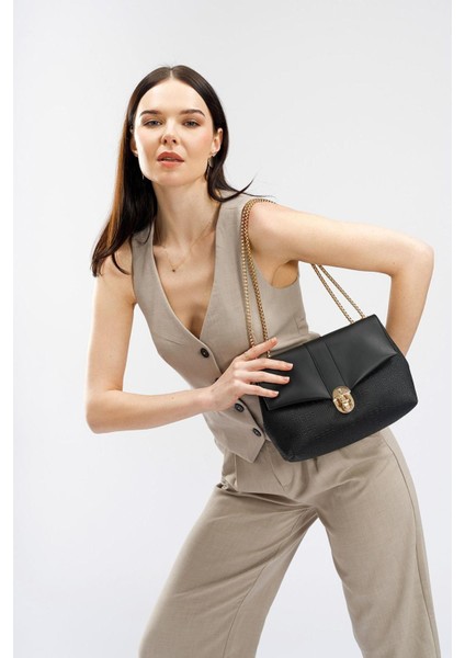 Şık ve Kullanışlı Desenli Kadın El ve Omuz Çantası, Siyah Renk Seçeneğiyle. fiyatları