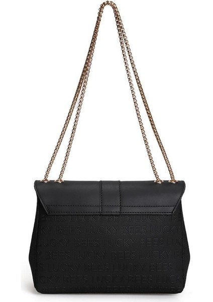 Şık ve Kullanışlı Desenli Kadın El ve Omuz Çantası, Siyah Renk Seçeneğiyle.