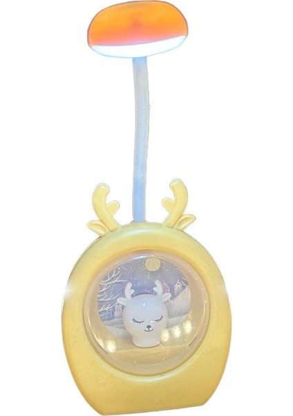 Sevimli Geyik Figürlü Çocuk Masa Gece Lambası, Sarı Renk, Şık ve Eğlenceli Tasarım