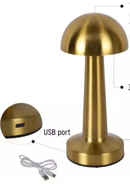 Şarjlı Dokunmatik Mantar Başlı Masa Lambası, Şık ve Kullanışlı Gece Işığı indirimleri