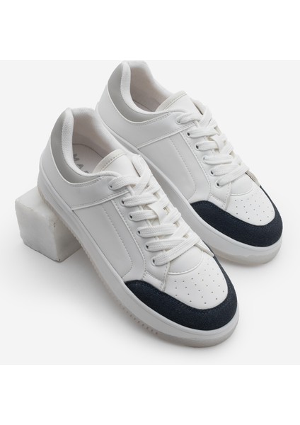 Kadın Sneaker Kalın Taban Süet Detay Spor Ayakkabı Hinos Lacivert