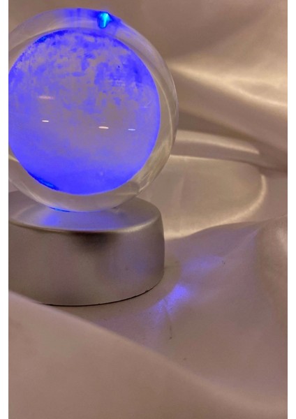 7 cm Renkli 3D LED Işık Cam Küre, Pilli Ay Yüzeyi, Çok Işıklı, Sevimli Dekorasyon fiyatları