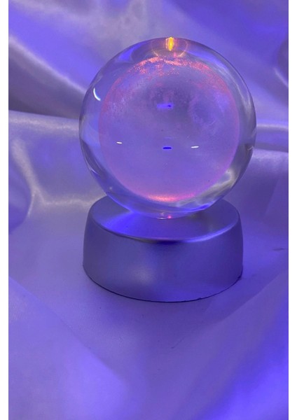 7 cm Renkli 3D LED Işık Cam Küre, Pilli Ay Yüzeyi, Çok Işıklı, Sevimli Dekorasyon indirimleri