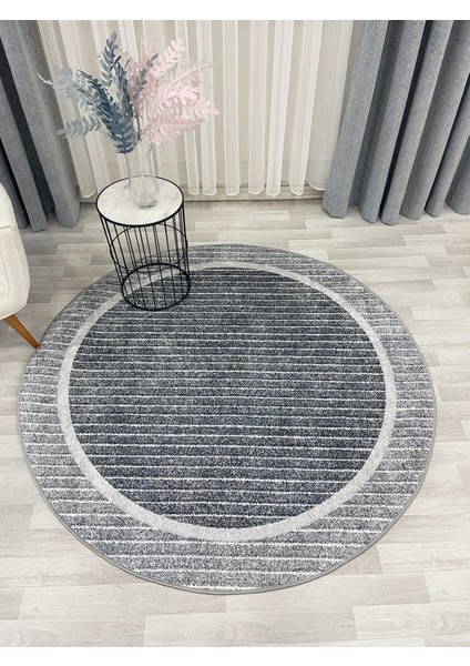 Gri Renk Iskandinav Tarzı Kaymaz Taban Sisal Görünüm Daire Halı modelleri