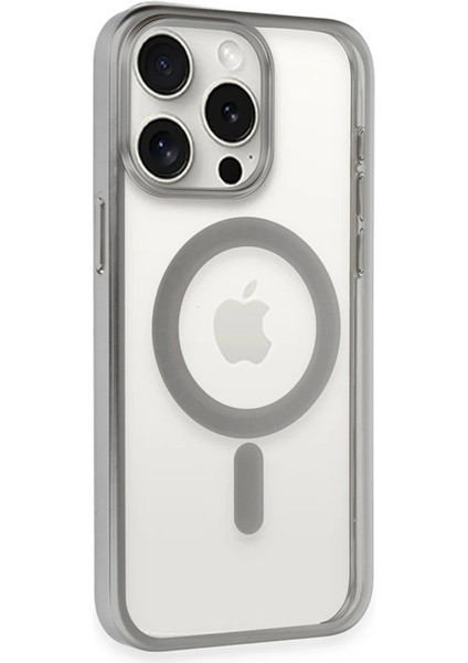 Bfs iPhone 15 Pro Max Kılıf Erozi Magsafe Kapak - Gümüş modelleri