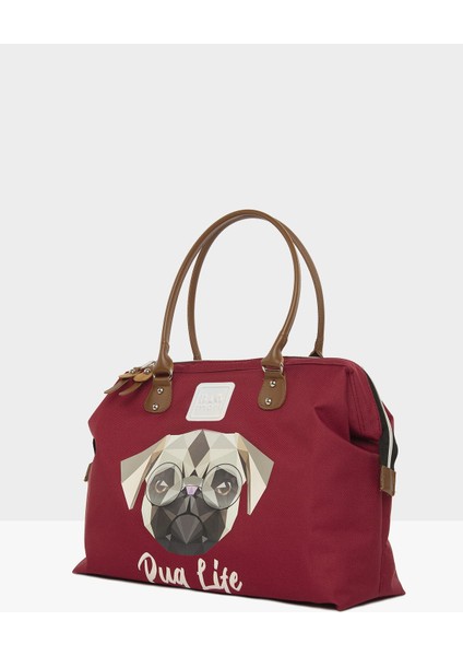 Bordo Kadın Pug Baskılı Omuz Askılı Çanta, Şık ve Kullanışlı Tasarım fiyatları