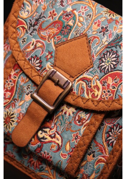 Etnik Tarz Haki Omuz Çantası, Günlük Kullanım, Kilim Desenli, Askılı, 17X18X6 cm fırsatları