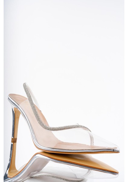 Sidney Kadın Prenses Taşlı Şeffaf Topuklu Abiye Ayakkabı