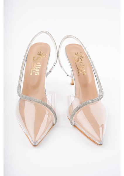 Sidney Kadın Prenses Taşlı Şeffaf Topuklu Abiye Ayakkabı