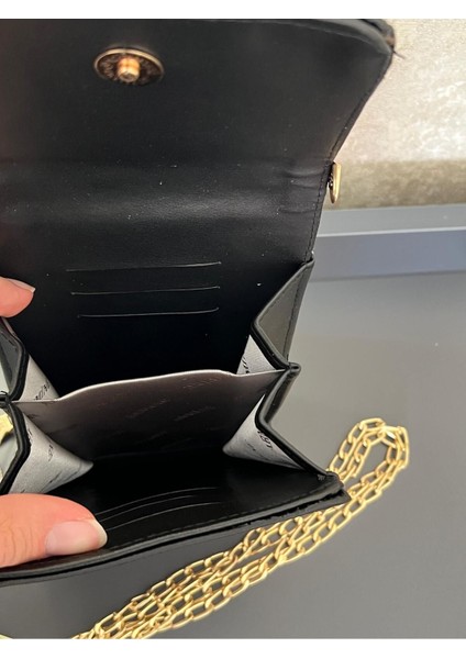 Şık Siyah 2 Bölmeli Deri El ve Kol Çantası, Fermuar ve Klips Detaylı modelleri