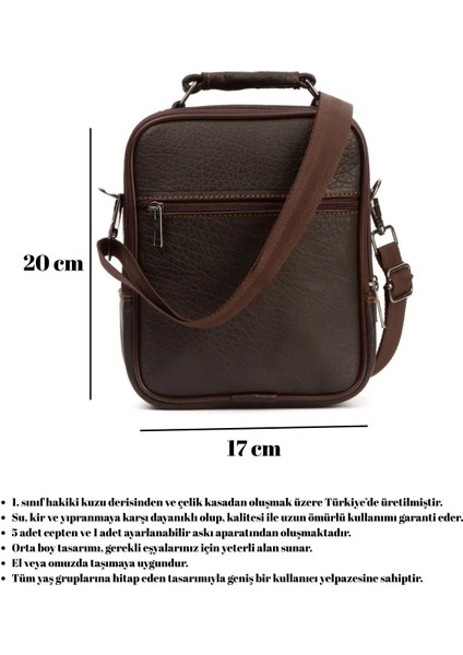 Kahverengi Hakiki Deri Erkek El Çantası (Orta Boy 17X20CM) Şıklık ve Kullanışlılık Sağlar fiyatları