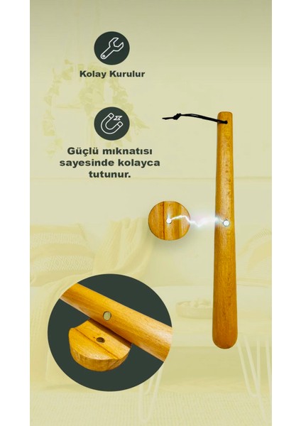 Damla Model Mıknatıslı Kestane Ahşap El Oyması Ayakkabı Çekeceği 75 cm fırsatları