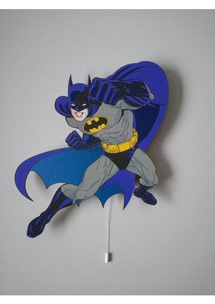 Renkli Ahşap Batman Çocuk Odası Gece Lambası 32X32, Dekoratif ve Şık Tasarım fiyatları