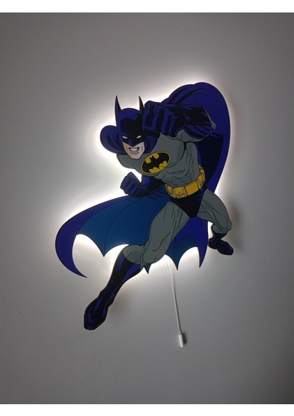 Renkli Ahşap Batman Çocuk Odası Gece Lambası 32X32, Dekoratif ve Şık Tasarım modelleri