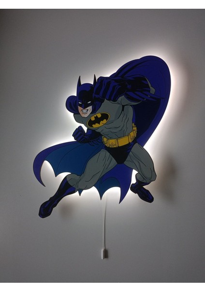 Renkli Ahşap Batman Çocuk Odası Gece Lambası 32X32, Dekoratif ve Şık Tasarım fırsatları