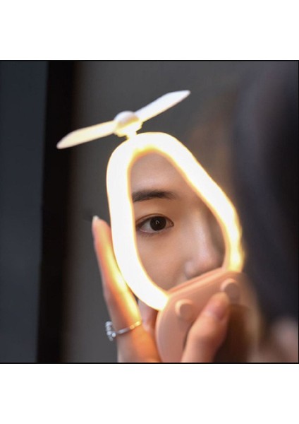 Yeşil Taşınabilir Makyaj Aynası ve USB Fanlı Lamba, Şık ve Fonksiyonel Ürün modelleri