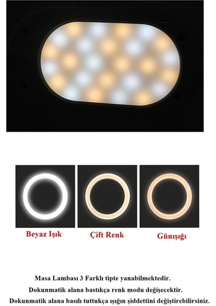 Şarjlı 26 LED Dokunmatik Günışığı ve Beyaz Masa Lambası, Gece Kullanımı Için Ideal fırsatları