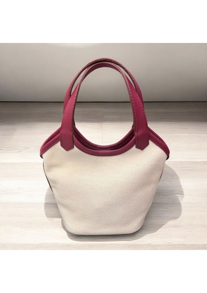 Bordo Keten Kadın Omuz Çantası Şık ve Hafif Tasarım