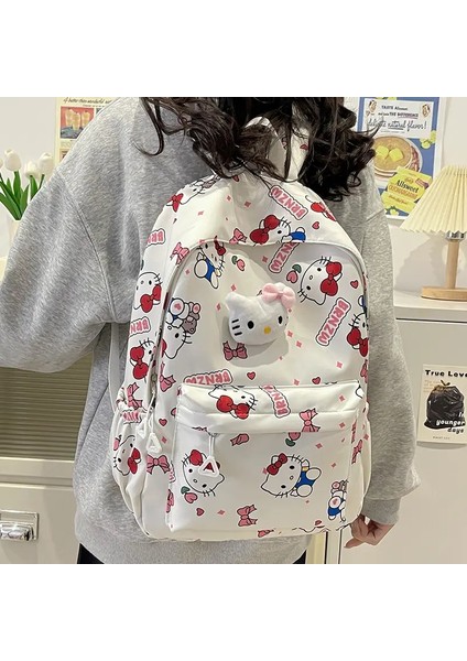 2024 Sanrio Sevimli Kuromi Melody Cinnamoroll Büyük Kapasiteli Sırt Çantası Erkek Kızlar Karikatür Hello Kitty Kawaii Canvas Schoolbagcolor: C28-12-43CM (Yurt Dışından)