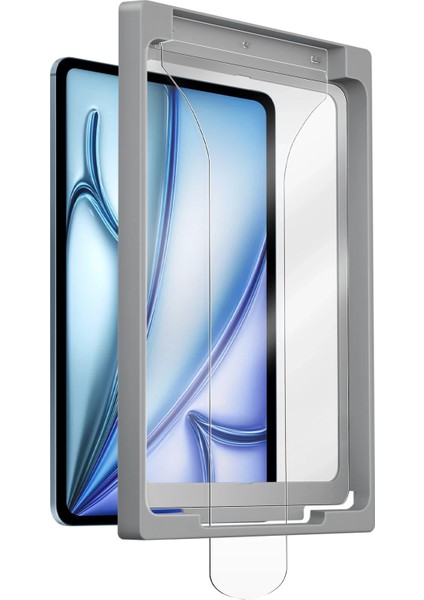 iPad Air 13 (2024) Optix Exofit Applicator Toz Tutmaz/ Parmak Izi Kolay Takma Apart Hd Tablet Cam Ekran Koruyucu - Şeffaf modelleri
